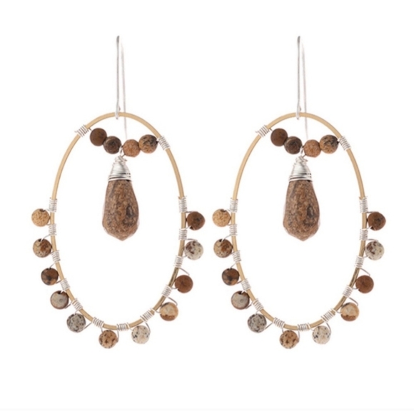 Jewelry - Bohemian Stone Hoop Earrings